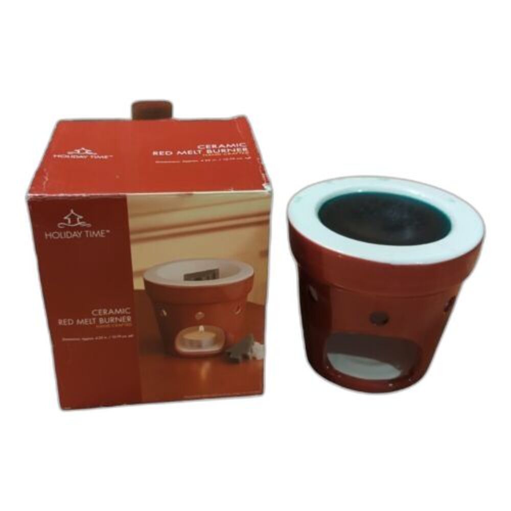 Holiday Time Ceramic Red Melt Burner Fragrance Christmas Tree Melts Included
